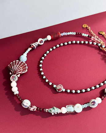 Naszyjnik Shells (bordo, błękit)