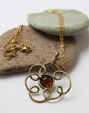 Naszyjnik kwiatek z busztynem