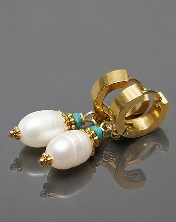 Kolczyki pozłacane Pearls [white] perły vol. 23