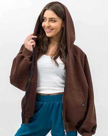 Bluza z kapturem na zamek ,,IKBAL" czekolada