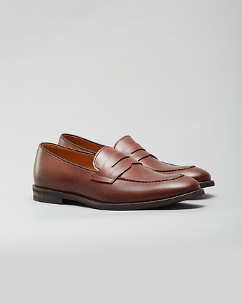 Jasnobrązowe buty, obuwie penny loafers b008 wsuwane